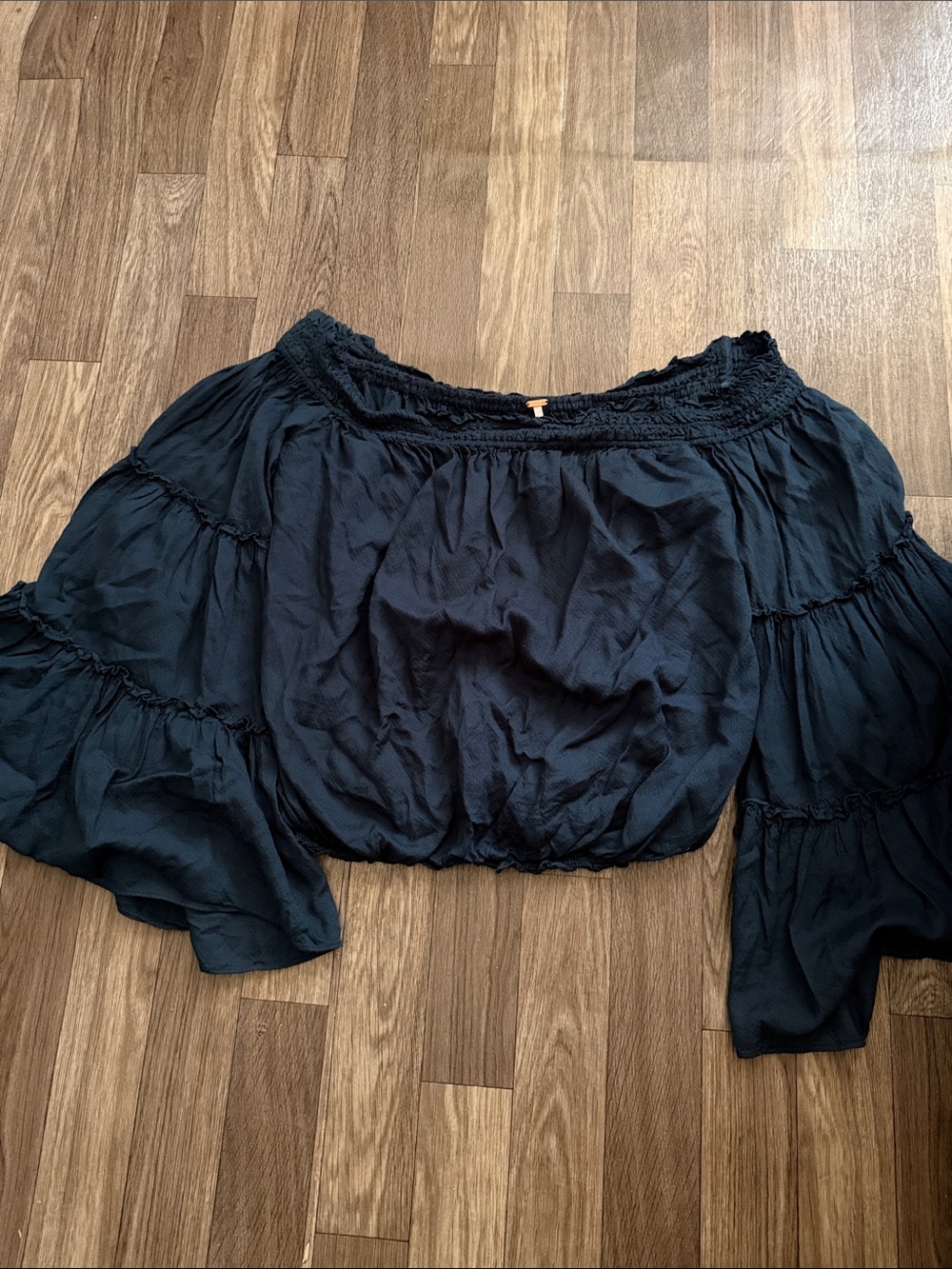 Free People Black Off-Shoulder Peasant Top